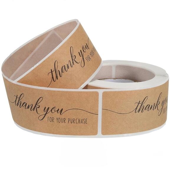 New 120 Piece Roll Self-Adhesive Kraft Paper Thank You Stickers - Picture 5 of 5
